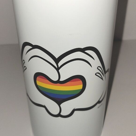 Disney Pride Collection Mickey Mouse Water Bottle W/Straw Rainbow Heart 33.8oz - Picture 2 of 6